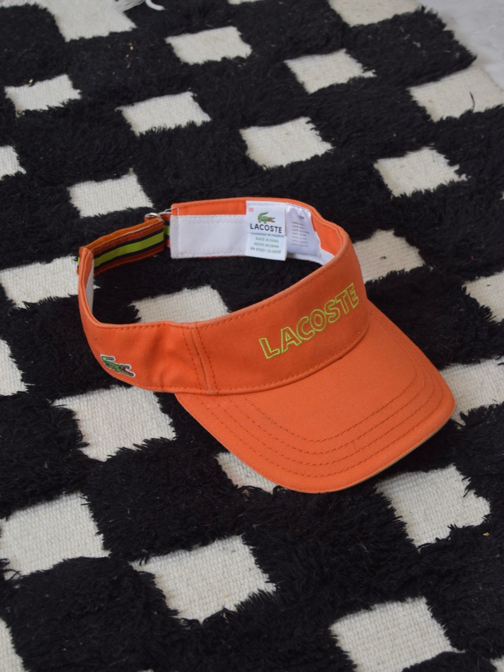 Lacoste Orange Visor with Lime Green Logo
